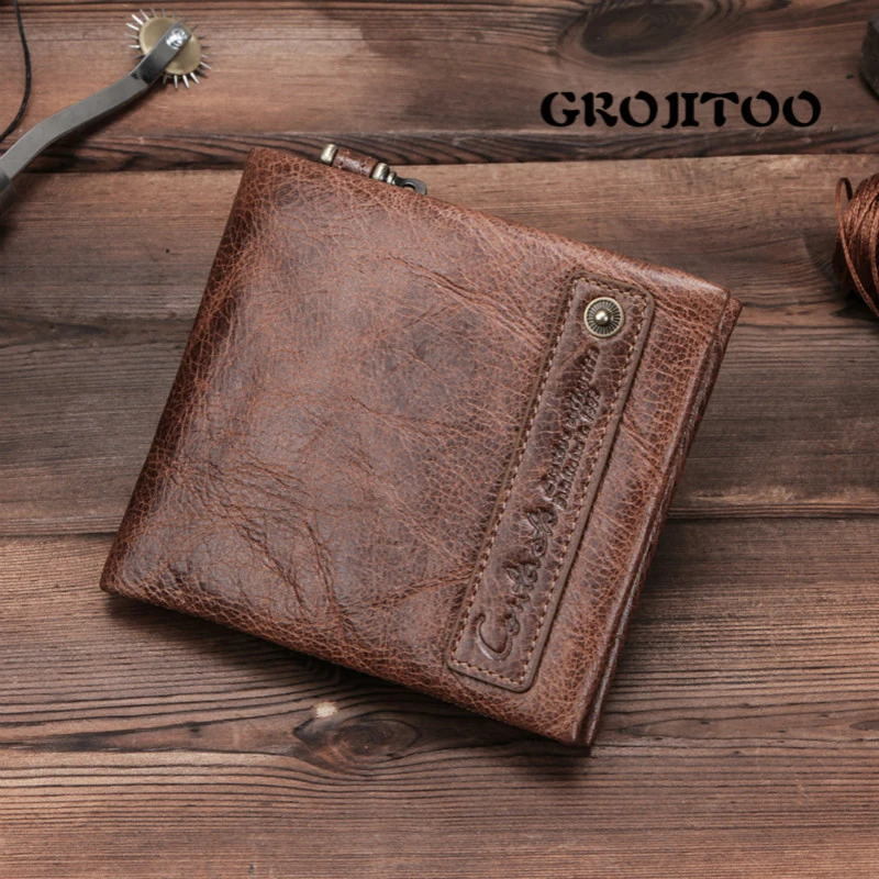 GROJITOO RFID anti-theft brush genuine leather men's wallet multi-functional two-fold wallet card holder short coin purse
GROJITOO RFID anti-theft brush genuine leather men's wallet multi-functional two-fold wallet card holder short coin purse