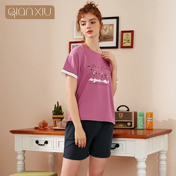 Lady's bamboo fiber natural style short-sleeved pajama light rest summer new casual suit home wear Pajama 232
Lady's bamboo fiber natural style short-sleeved pajama light rest summer new casual suit home wear Pajama 232