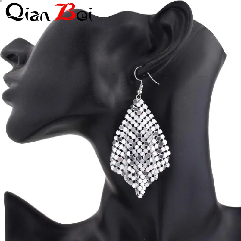 QianBei Fashion Small square long section Women's earrings Bridal evening dress accessories jewelry Party Gift For Women | Украшения и