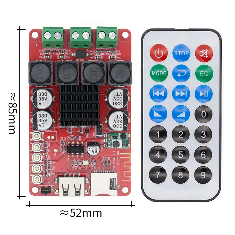 TPA3116 Bluetooth Receiver Amplifier Audio Board Digital U Disk TF Decoding With Remote 2X50W 2*50W Amplificador
TPA3116 Bluetooth Receiver Amplifier Audio Board Digital U Disk TF Decoding With Remote 2X50W 2*50W Amplificador
