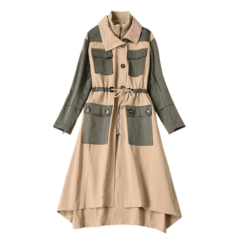 women clothes 2019 color block asymmetrical turn-down collar flap pockets zip and button drawstring high low runway trench coats
women clothes 2019 color block asymmetrical turn-down collar flap pockets zip and button drawstring high low runway trench coats