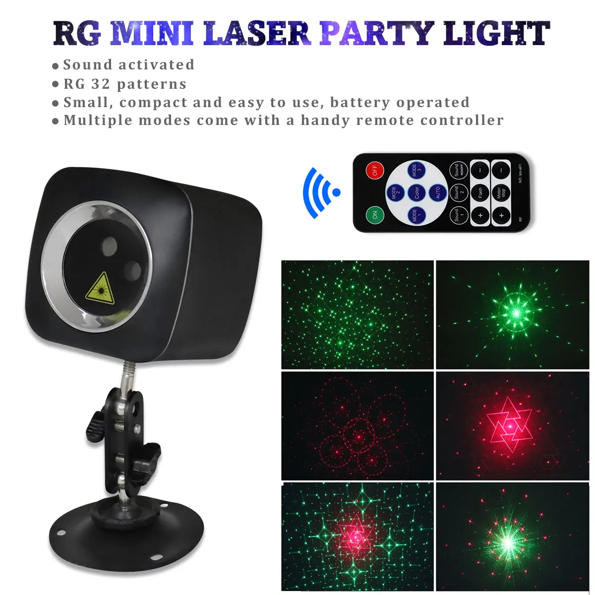 WL 513A Mini RG 32 узоры красный/зеленый светодиодный светильник эффект ручной проектор