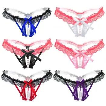 Women Low Rise Contrast Color G-String Lingerie Open Crotch Handmade Massage Pearl Chain Thongs Floral Lace Underwear 
Women Low Rise Contrast Color G-String Lingerie Open Crotch Handmade Massage Pearl Chain Thongs Floral Lace Underwear