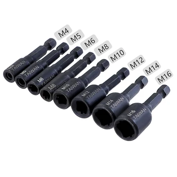 8pcs Socket Adapter Collet Wrench Kit 1/4 Inch Shank Hex Shank Driver Tap Adapter M4, M5, M6, M8, M10, M12, M14, M16 Machine Tap
8pcs Socket Adapter Collet Wrench Kit 1/4 Inch Shank Hex Shank Driver Tap Adapter M4, M5, M6, M8, M10, M12, M14, M16 Machine Tap