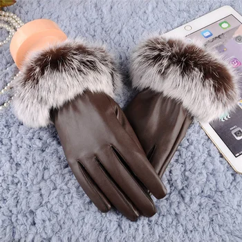 Winter Touchscreen Black PU Leather Gloves Women Faux Fur 2019 Gloves Brand Waterproof Solid Color Gloves Female Warm Gloves
Winter Touchscreen Black PU Leather Gloves Women Faux Fur 2019 Gloves Brand Waterproof Solid Color Gloves Female Warm Gloves