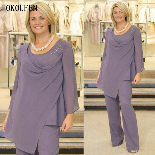 Light Purple Mother Of The Bride Pants Suit Long Sleeves Plus Size Chiffon Wedding Guest Gowns Two Pieces vestido de madrinha
Light Purple Mother Of The Bride Pants Suit Long Sleeves Plus Size Chiffon Wedding Guest Gowns Two Pieces vestido de madrinha