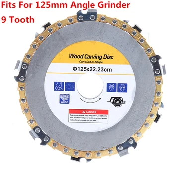 New golden 5 Inch 9 Tooth Steel Grinder Fine Chain Disc Wood, plastics, ice and hard rubber Carving Disc For 125 Angle Grinder
New golden 5 Inch 9 Tooth Steel Grinder Fine Chain Disc Wood, plastics, ice and hard rubber Carving Disc For 125 Angle Grinder