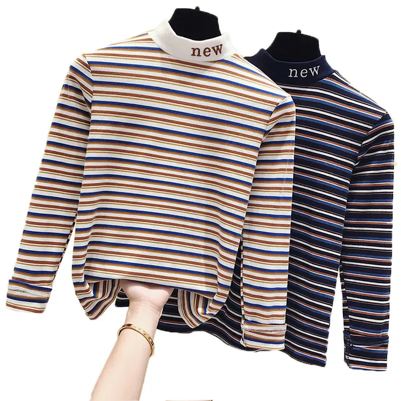 Ladies Tops Casual Turtleneck Striped Shirt Long Sleeve Cotton 2020 Spring Autumn Tee Shirt Lady Tops Basic Plus Size Tees
Ladies Tops Casual Turtleneck Striped Shirt Long Sleeve Cotton 2020 Spring Autumn Tee Shirt Lady Tops Basic Plus Size Tees