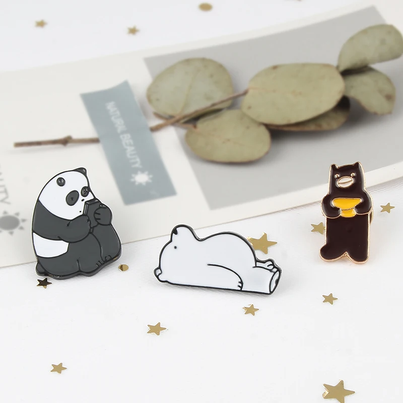 Милые животные мультфильм булавки Голые Медведи Милый гризли панда лед медведь