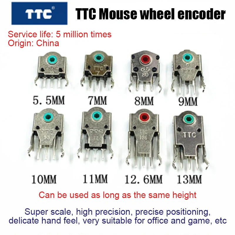 Mouse Accessories TTC 5.5/7/8/9/10/11/12.6/13mm Mouse Wheel Encoder Red Green Core Decoder
Mouse Accessories TTC 5.5/7/8/9/10/11/12.6/13mm Mouse Wheel Encoder Red Green Core Decoder