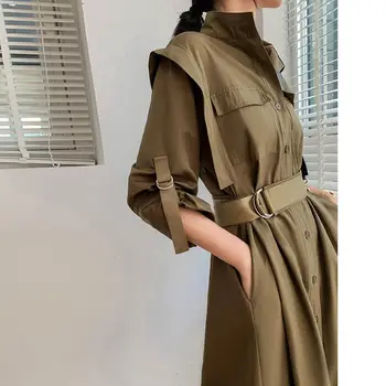 2020 Autumn Women's Long Coat New Arrival Korean Belted Trench Coat Female Single Brasted A-line Windbreaker Ladies Outwear
2020 Autumn Women's Long Coat New Arrival Korean Belted Trench Coat Female Single Brasted A-line Windbreaker Ladies Outwear