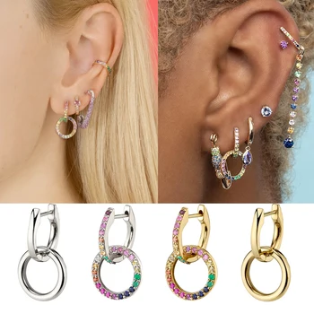 New Design Rainbow CZ Zircon Double Circle Earrings for Women Elegant Small Round Hoop Earrings Female Huggie Jewelry Gift
New Design Rainbow CZ Zircon Double Circle Earrings for Women Elegant Small Round Hoop Earrings Female Huggie Jewelry Gift