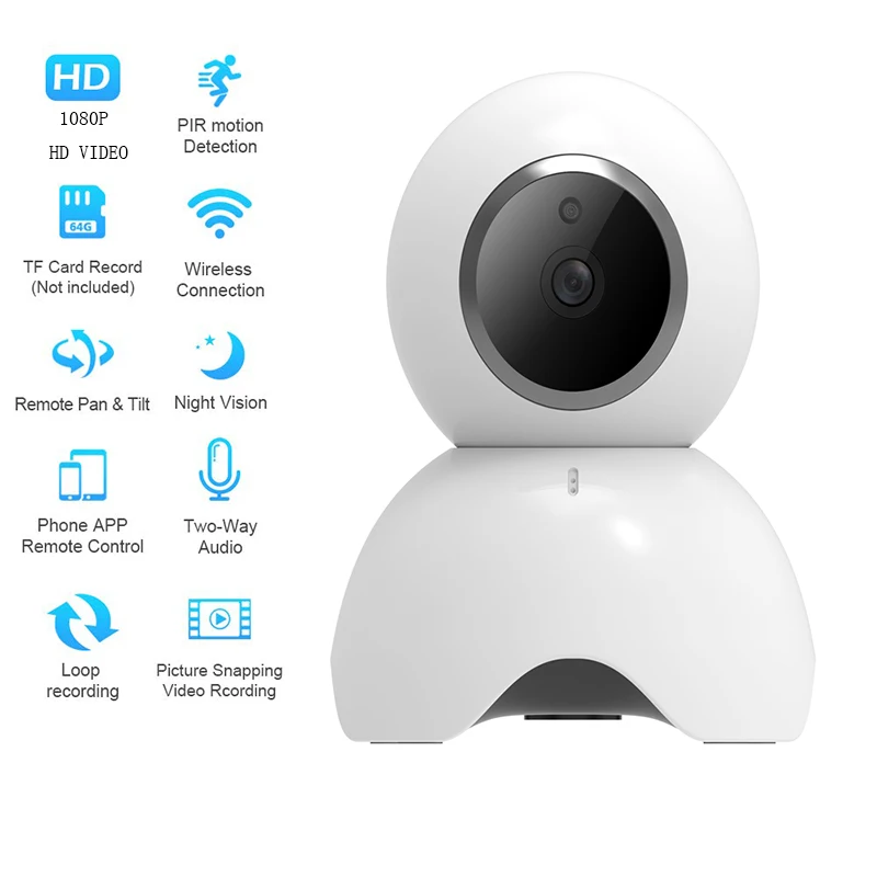 1080P Wifi Wireless IP Camera HD Surveillance Camera with Two Way Audio Motion Detection with Night Vision 360 Camera
1080P Wifi Wireless IP Camera HD Surveillance Camera with Two Way Audio Motion Detection with Night Vision 360 Camera