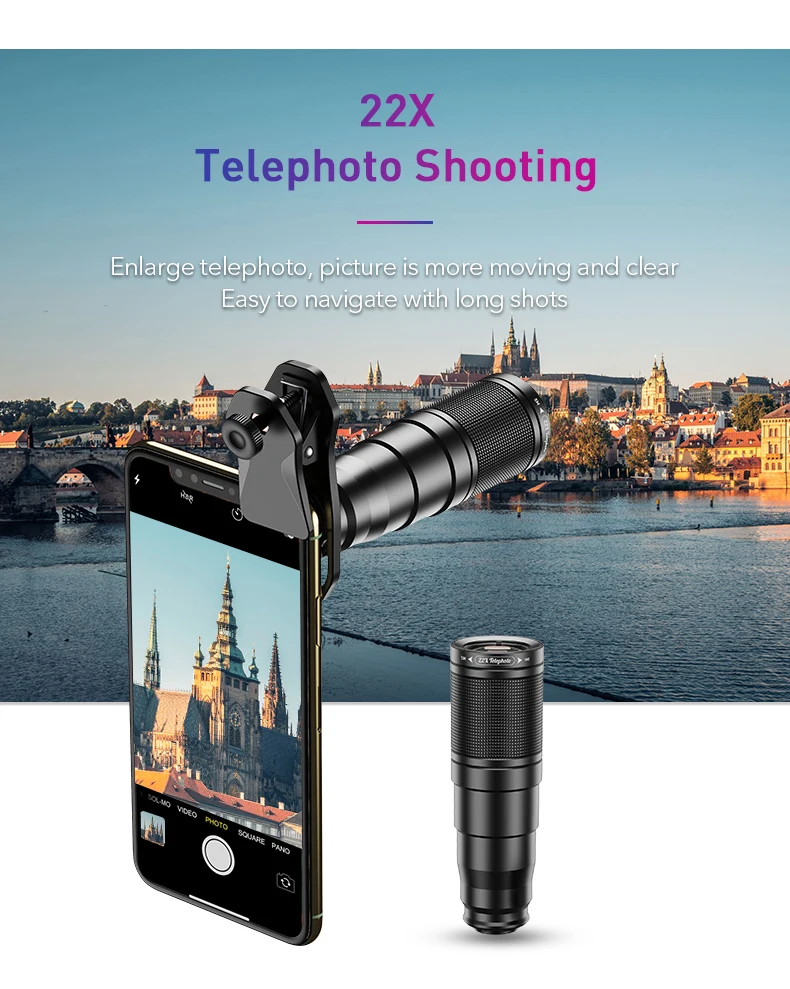 

APEXEL New With Remote Tripod HD Phone Camera Lens Kit 4in1 Telephoto Zoom Monocular Telescope 22X Lens Macro Wide Fisheye Lens