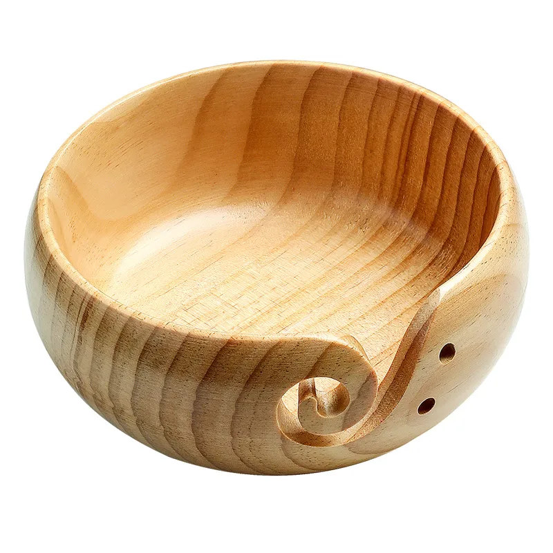 Eco-friendly Wooden Yarn Storage Bowl Organizer with Handmade Holes DIY Storage Craft Crochet Kit Organizer Knitting Yarn Holder (2)