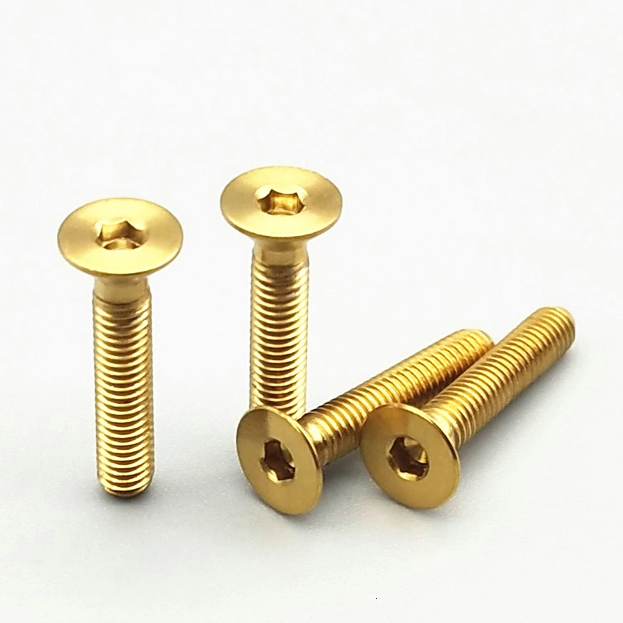 Titanium alloy screw M3X15mm Countersunk head hexagonal cylinder head model screw Gold color (5)