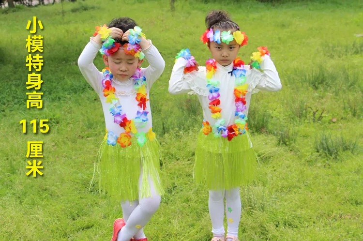Hawaiian Dance Child Skirt with Leis Costume, Elastic Luau Grass, Hawaiian Flower Bracelets, Headband, Necklace, 40cm, 5pcs 6Pcs Hawaiian Dance Child Skirt with Leis Costume, Elastic Luau Grass, Hawaiian Flower Bracelets, Headband, Necklace, 40cm, 5pcs 6Pcs