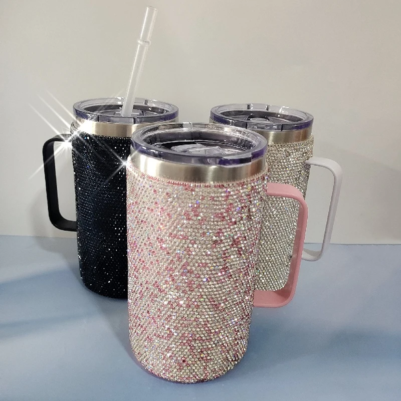 750ml Stainless Steel Rhinestone Coffee Travel Cup With Handle Lid Diamond Vacuum Insulated Mug Drink Water Bottle Women Gifts
750ml Stainless Steel Rhinestone Coffee Travel Cup With Handle Lid Diamond Vacuum Insulated Mug Drink Water Bottle Women Gifts