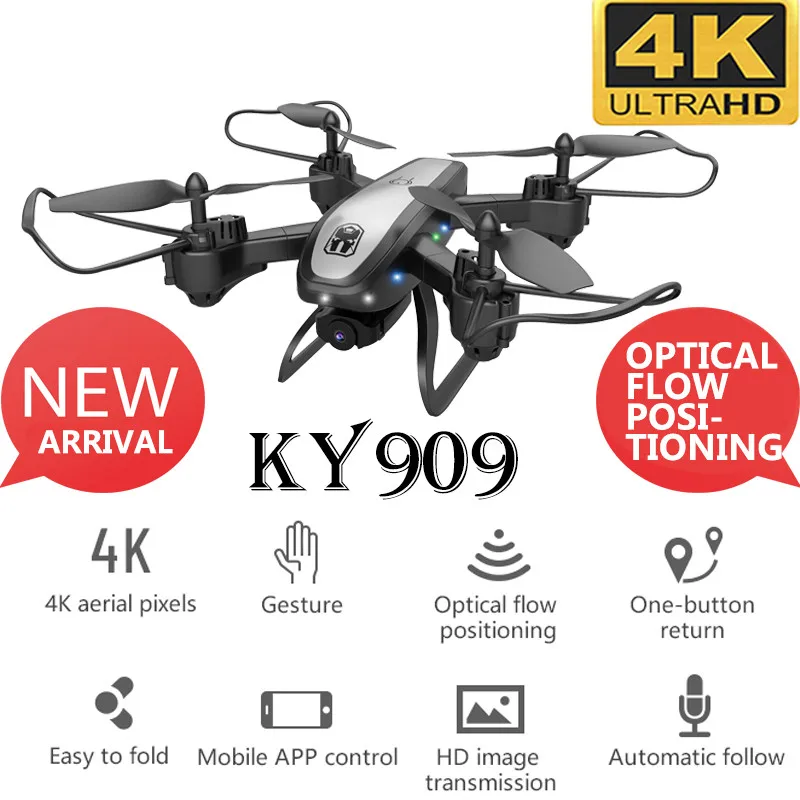 

KY909 RC Drone With 4K HD Camera Optical Flow Position Hover Aerial Quadcopter Wifi FPV Gesture Photo Drone