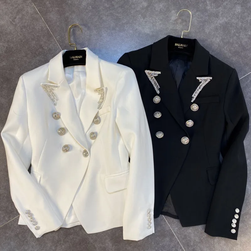 Luxury Classic Long Sleeve Blazer Women White Black Vintage Double Breasted Slim Fit Suit Jacket Coat Office Ladies Work Formal
Luxury Classic Long Sleeve Blazer Women White Black Vintage Double Breasted Slim Fit Suit Jacket Coat Office Ladies Work Formal