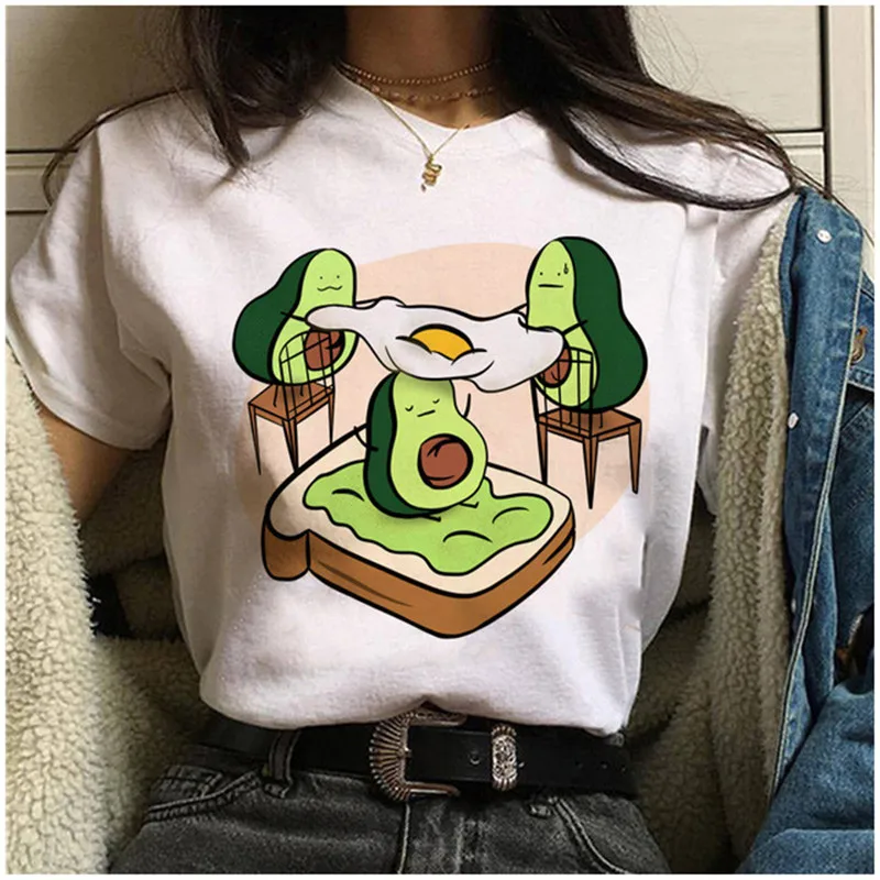 Женская футболка с коротким рукавом принтом авокадо | одежда