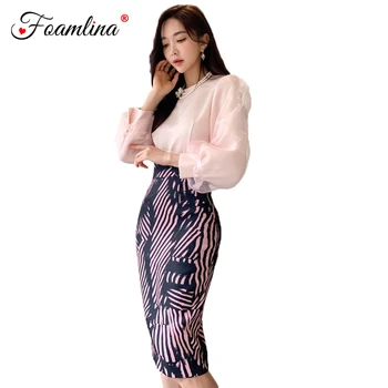 Foamlina 2020 New Women's Two Pieces Sets O Neck Mesh Patchwork Long Puff Sleeve Top High Waist Striped Print Pencil Skirt Suits
Foamlina 2020 New Women's Two Pieces Sets O Neck Mesh Patchwork Long Puff Sleeve Top High Waist Striped Print Pencil Skirt Suits