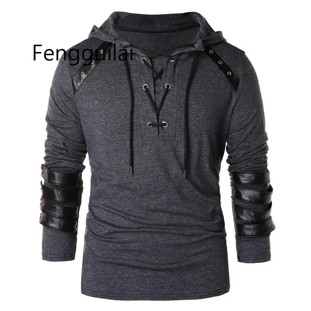 Spring Autumn Men Hoodies Drawstring Leather Patchwork Hooded Sweatshirt Long Sleeve Male Casual Pullover Tops Blouse Hoodies
Spring Autumn Men Hoodies Drawstring Leather Patchwork Hooded Sweatshirt Long Sleeve Male Casual Pullover Tops Blouse Hoodies