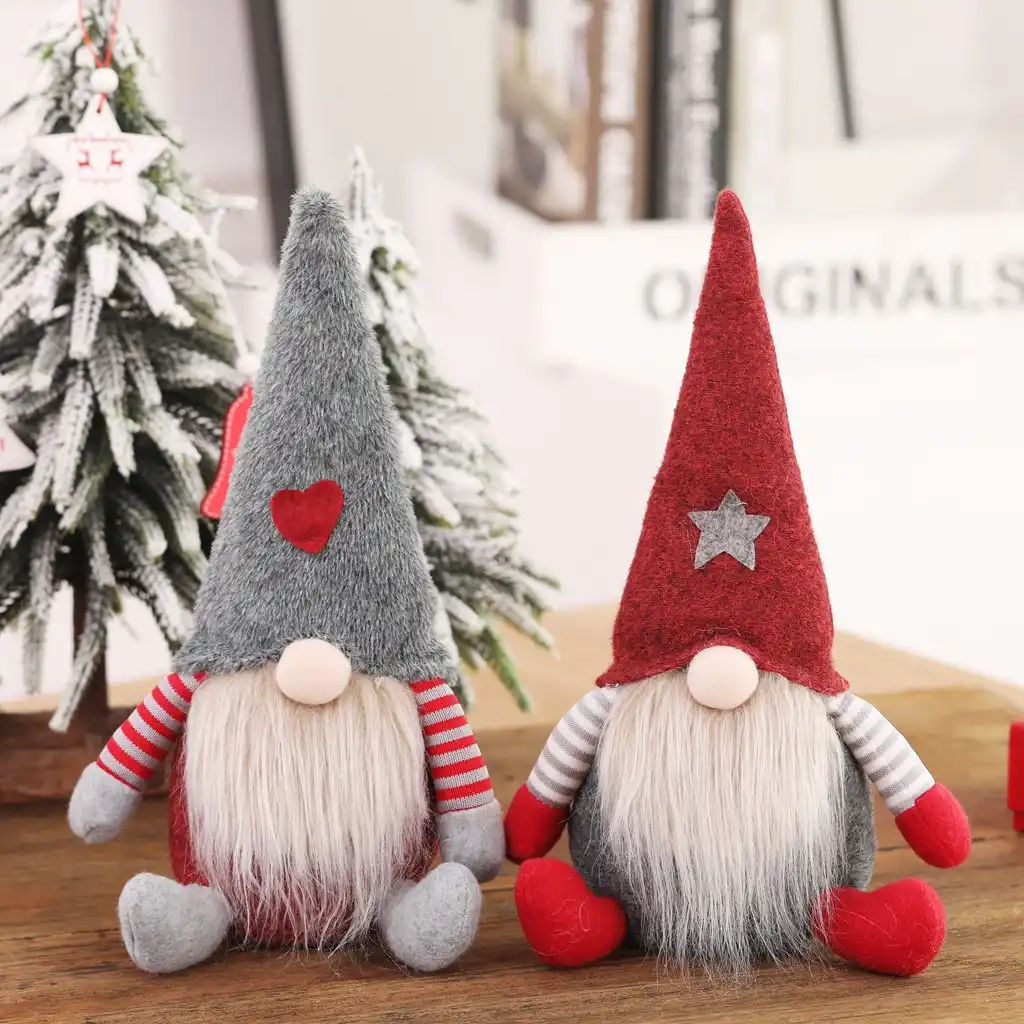 christmas gnome figurine holiday decoration gift no face doll