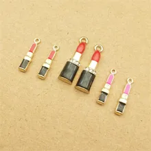 10 pçs/saco Esmalte Doce Batom Perfume Formas Charme DIY Acessórios de Moda Pingente Encantos para Fazer Jóias Pulseira Brincos(China)