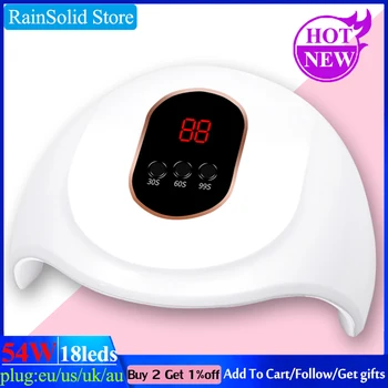 54W UV Led Lamp Nail Dryer For All Types Gel 18 Leds Portable UV Lamp Sensor LCD Display 30s/60s/99s Timer Free shipping
54W UV Led Lamp Nail Dryer For All Types Gel 18 Leds Portable UV Lamp Sensor LCD Display 30s/60s/99s Timer Free shipping