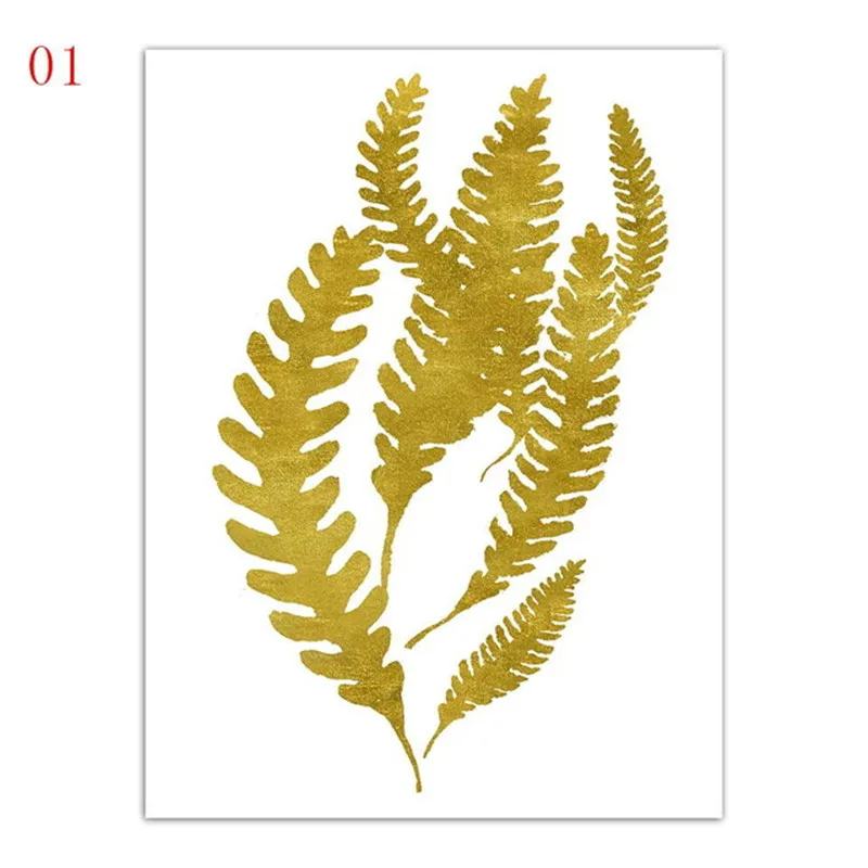 Nordic Style Golden Banana Leaf Painting Canvas Artwork HD Printed Minimalist Posters Wall Pictures For Home
