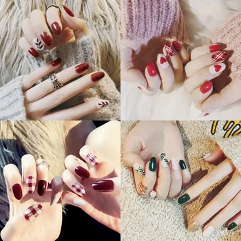 24 sheet/set False Fake Nail Tips 3D Round Glued Nail Pitch Art Decals Wearable Charming Stylish Polish Manicure Collection
24 sheet/set False Fake Nail Tips 3D Round Glued Nail Pitch Art Decals Wearable Charming Stylish Polish Manicure Collection