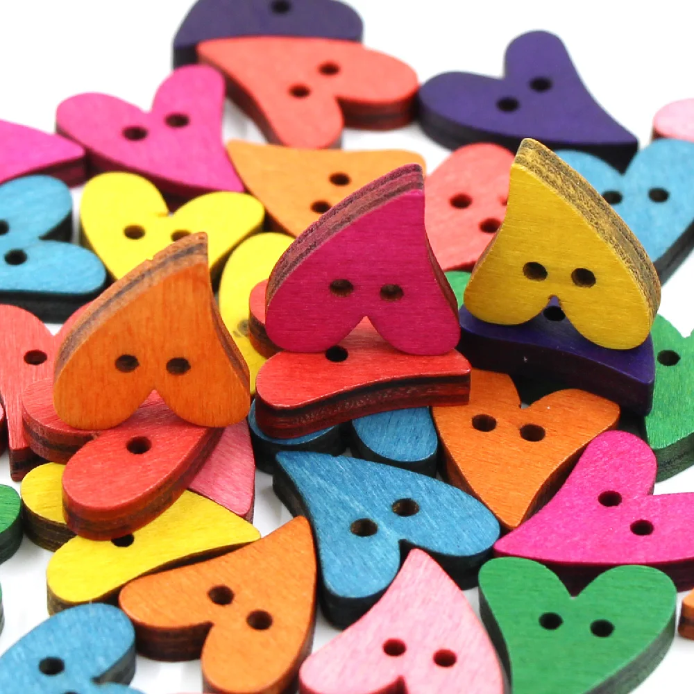 50PCS Heart Wood Buttons 2-Holes Multi-colored Button For Clothes/Bags Decorative Buttons For Crafts All Sewing Accessories
50PCS Heart Wood Buttons 2-Holes Multi-colored Button For Clothes/Bags Decorative Buttons For Crafts All Sewing Accessories