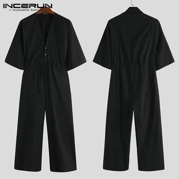 Fashion Men Jumpsuit Solid V Neck Chic Loose Casual Romper Half Sleeve Pants High Street Men Wide Leg Overalls INCERUN Plus Size
Fashion Men Jumpsuit Solid V Neck Chic Loose Casual Romper Half Sleeve Pants High Street Men Wide Leg Overalls INCERUN Plus Size