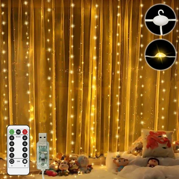 3*3m Led Usb String Fairy Light Garland on the Window Curtain 300 Lamp Beads Remote Control New Year Christmas Home Decorations
3*3m Led Usb String Fairy Light Garland on the Window Curtain 300 Lamp Beads Remote Control New Year Christmas Home Decorations