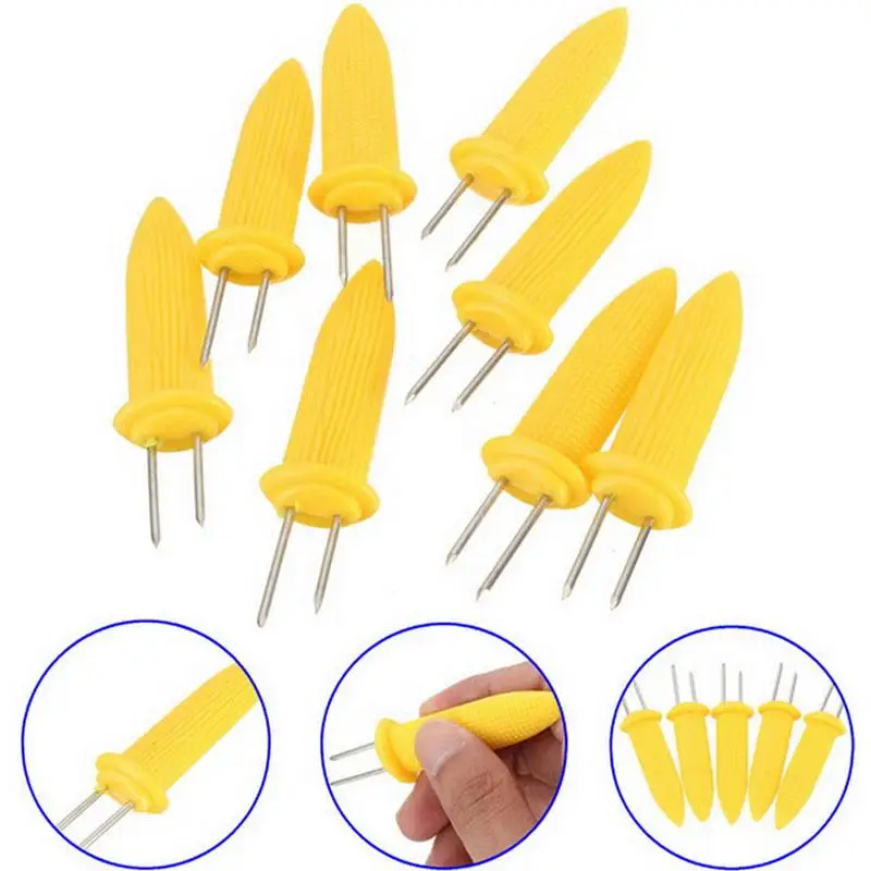 

1PC Twin Prong Skewers Barbecue Fork Fruit Corn Holder BBQ the Holders Cob Fork on Jumbo Tool Corn S5H4