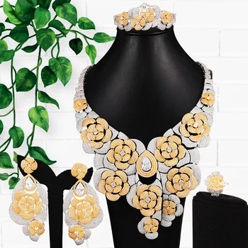 BIG FASHION 4PCS Luxury 2 TONE Bowknots FLOWER Jewelry Sets For Women Wedding African Indian Cubic Zircon Dubai Bridal Jewelry
BIG FASHION 4PCS Luxury 2 TONE Bowknots FLOWER Jewelry Sets For Women Wedding African Indian Cubic Zircon Dubai Bridal Jewelry