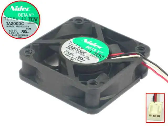 Вентилятор охлаждения сервера постоянного тока Nidec H35520-58 TA200 DC 12 В 0,024a 50x50x15 мм, 3 провода
Вентилятор охлаждения сервера постоянного тока Nidec H35520-58 TA200 DC 12 В 0,024a 50x50x15 мм, 3 провода