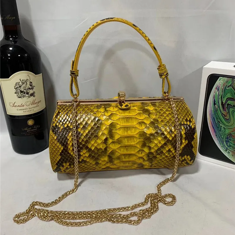 Authentic Real Python Leather Women Gold Pillow Purse Female Solid Handbag Genuine Snakeskin Chain Belt Lady Single Shoulder Bag 
Authentic Real Python Leather Women Gold Pillow Purse Female Solid Handbag Genuine Snakeskin Chain Belt Lady Single Shoulder Bag