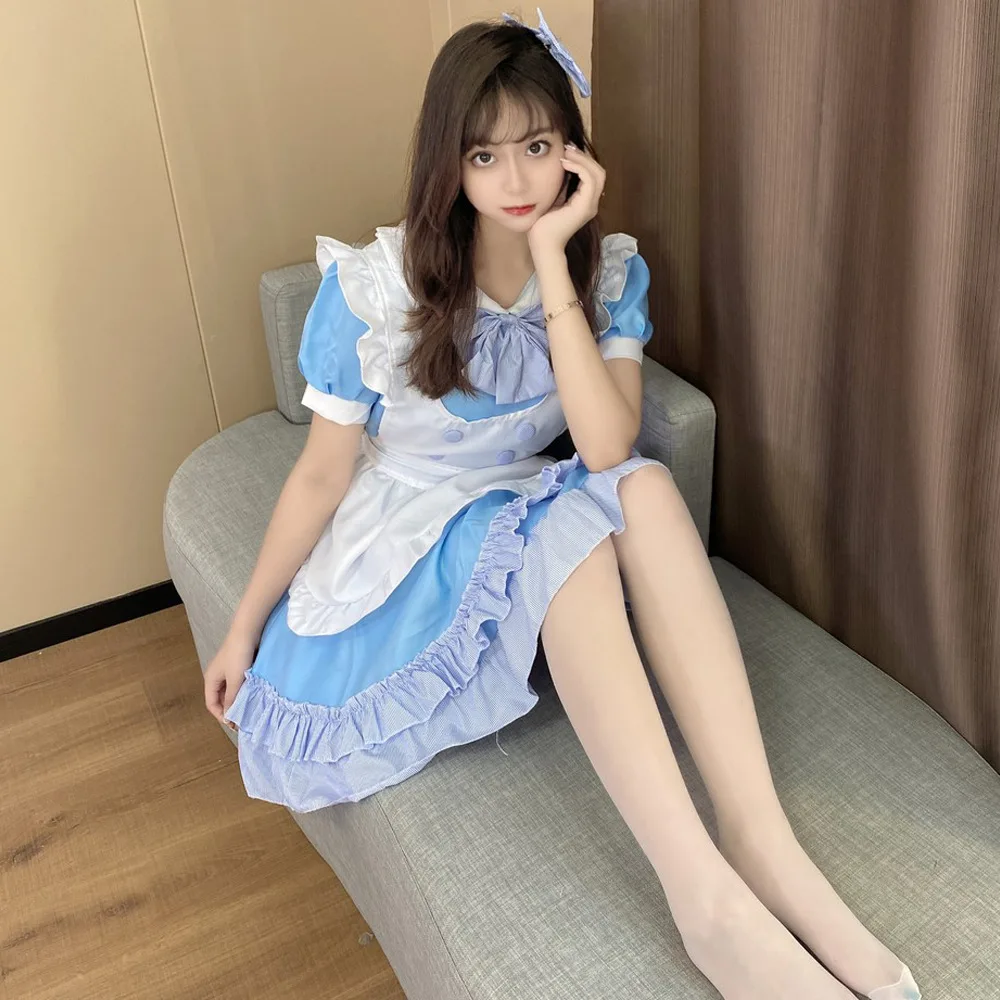

Japanese Kawaii Maid Outfit Women Lolita Dress Sweet Ruffle Anime Cosplay Costumes Halloween Sexy School Girl Costume Uniform