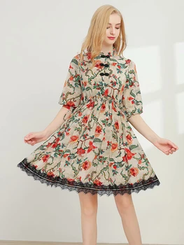 Fashion Elegant Women's Summer Printing Dress 100% Silk High Quality Materials Casual Dresses Panelled 
Fashion Elegant Women's Summer Printing Dress 100% Silk High Quality Materials Casual Dresses Panelled