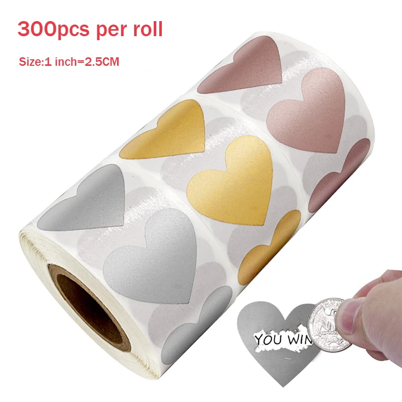 300PCS Heart Shape Scratch Off Stickers Rose Gold Silver for Custom Game Party Activity Sticker for Kids 1 inch Clear Stickers 
300PCS Heart Shape Scratch Off Stickers Rose Gold Silver for Custom Game Party Activity Sticker for Kids 1 inch Clear Stickers