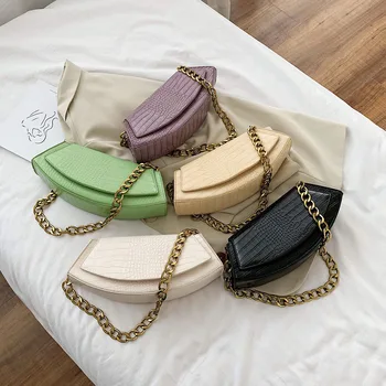

2020 New Style Retro Crocodile One-Shoulder Underarm Bag Female Summer Western Style Textured Chain Hand-Held Baguette Bag