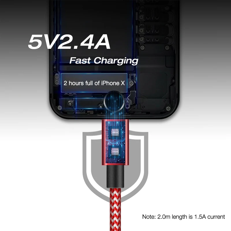 Suntaiho зарядка для айфона молнии iPhone Xs Max XR Зарядное устройство usb кабель 2.1A нейлон