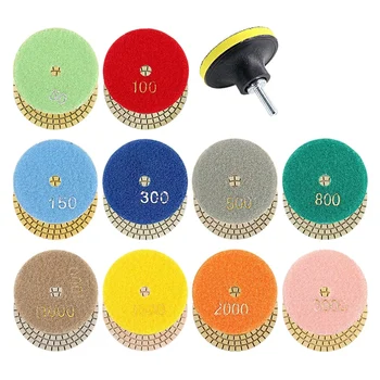 11Pcs 3inch Wet Diamond Polishing Pads Set 50 to 3000 Grit Hook and Loop Backing Sanding for Granite Concrete Marble
11Pcs 3inch Wet Diamond Polishing Pads Set 50 to 3000 Grit Hook and Loop Backing Sanding for Granite Concrete Marble