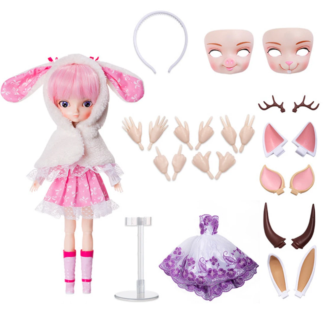 MODIKER 1/6 Scale BJD Doll Full Set Multi-joint Movable Model Doll Clothing Set BJD Doll Kit Pink Bunny Best Gift for Girls
MODIKER 1/6 Scale BJD Doll Full Set Multi-joint Movable Model Doll Clothing Set BJD Doll Kit Pink Bunny Best Gift for Girls