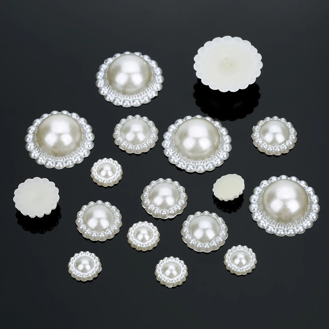 100 pcs/lot 9/12/20mm Flower Flat Back Half Round Imitation Pearl Beads Cameo Cabochon Beads Diy Jewelry Making Findings
100 pcs/lot 9/12/20mm Flower Flat Back Half Round Imitation Pearl Beads Cameo Cabochon Beads Diy Jewelry Making Findings