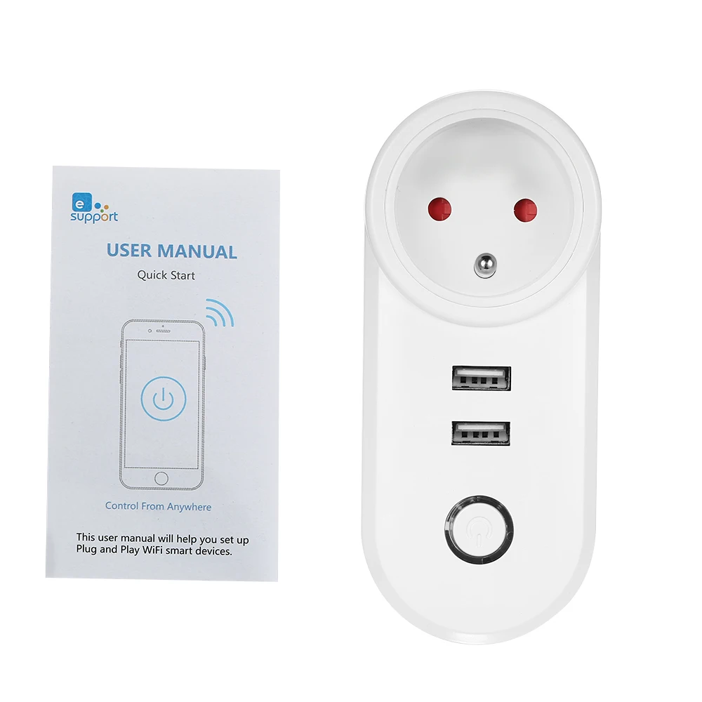 EU Type E/USB Smart WiFi Socket Remote Control by Phone Timing Voice Control Compatible with Amazon Alexa for Google Home IFTTT
EU Type E/USB Smart WiFi Socket Remote Control by Phone Timing Voice Control Compatible with Amazon Alexa for Google Home IFTTT
