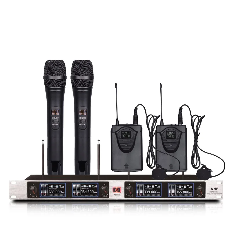 Professional wireless microphone one drag four 2 lavalier microphone stage performance microphone 2 handheld microphone
Professional wireless microphone one drag four 2 lavalier microphone stage performance microphone 2 handheld microphone