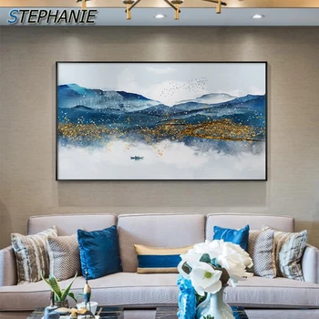 Abstract Golden Blue Poster Print Blue Sea Cloud Canvas Painting for Living Room Big Size Lake Boat Wall Art Pictures Tableaux
Abstract Golden Blue Poster Print Blue Sea Cloud Canvas Painting for Living Room Big Size Lake Boat Wall Art Pictures Tableaux